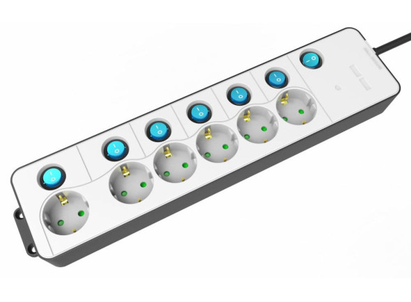 Entac Extensão Elétrica 3G1.5 6xSchuko C/ Interruptores 1.5m Entac Extensão Elétrica 3G1.5 6xSchuko C/ Interruptores 1.5m